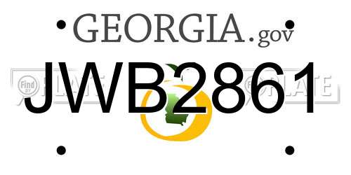 JWB2861 Georgia License Plate
