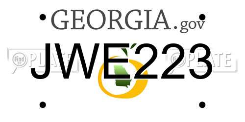 JWE223 Georgia License Plate
