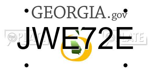 JWE72E Georgia License Plate
