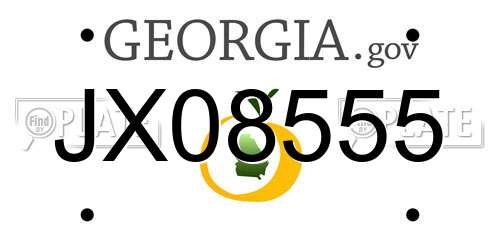 JX08555 Georgia License Plate
