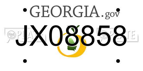 JX08858 Georgia License Plate