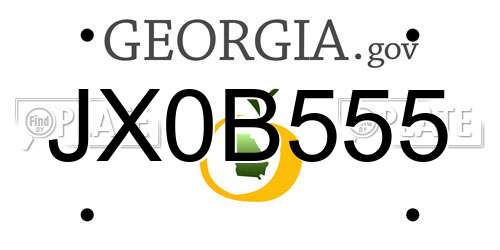 JX0B555 Georgia License Plate