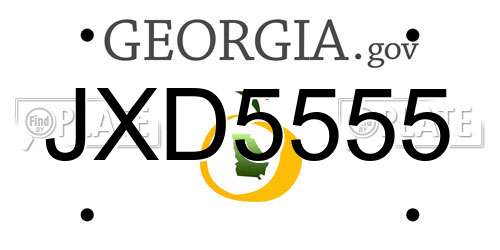 JXD5555 Georgia License Plate