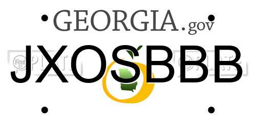JXOSBBB Georgia License Plate