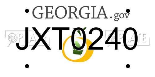 JXT0240 Georgia License Plate