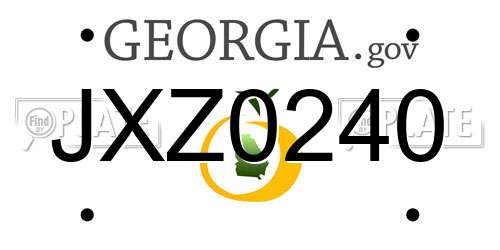 JXZ0240 Georgia License Plate