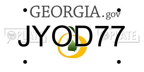 JYOD77 Georgia License Plate