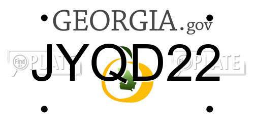 JYQD22 Georgia License Plate