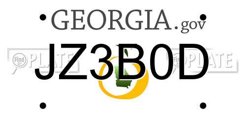 JZ3B0D Georgia License Plate