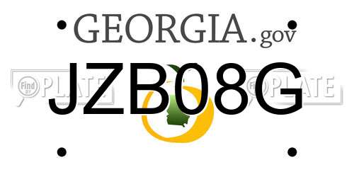 JZB08G Georgia License Plate