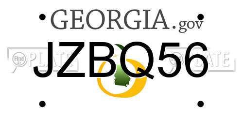 JZBQ56 Georgia License Plate