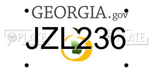 JZL236 Georgia License Plate