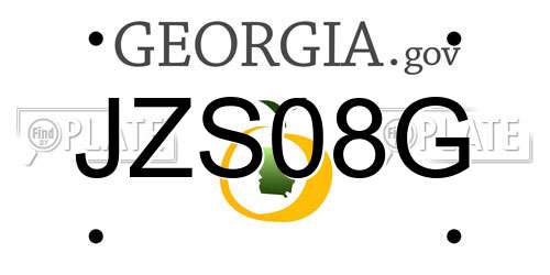 JZS08G Georgia License Plate