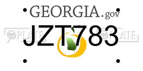 JZT783 Georgia License Plate