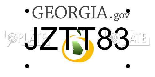 JZTT83 Georgia License Plate
