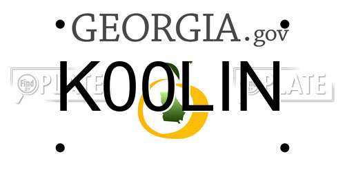 K00LIN Georgia License Plate