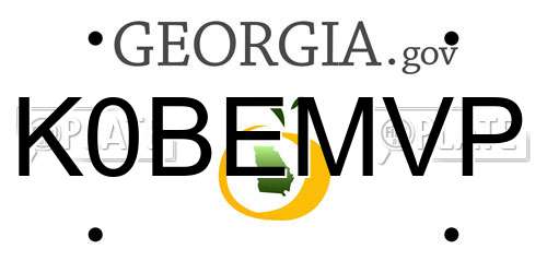 K0BEMVP Georgia License Plate