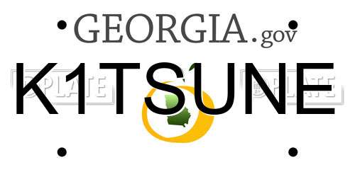 K1TSUNE Georgia License Plate