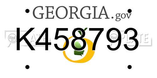 K458793 Georgia License Plate