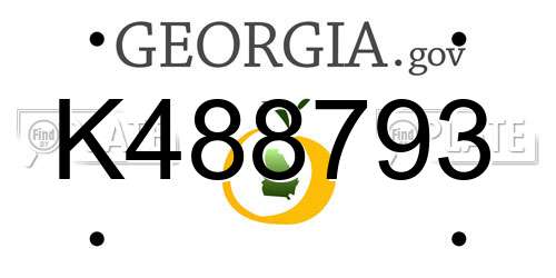 K488793 Georgia License Plate