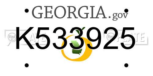 K533925 Georgia License Plate