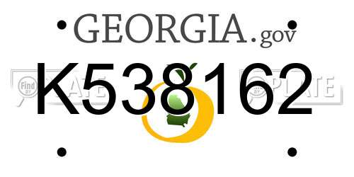 K538162 Georgia License Plate