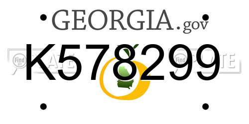 K578299 Georgia License Plate