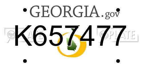 K657477 Georgia License Plate
