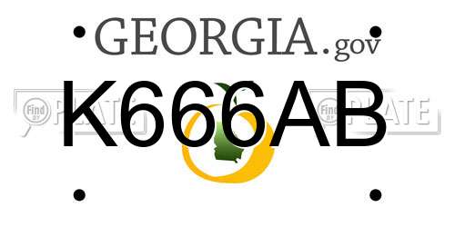 K666AB Georgia License Plate