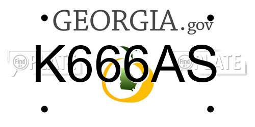 K666AS Georgia License Plate