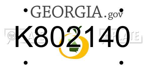 K802140 Georgia License Plate