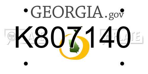 K807140 Georgia License Plate