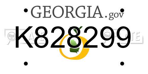K828299 Georgia License Plate