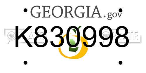 K830998 Georgia License Plate