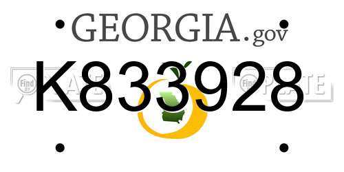 K833928 Georgia License Plate