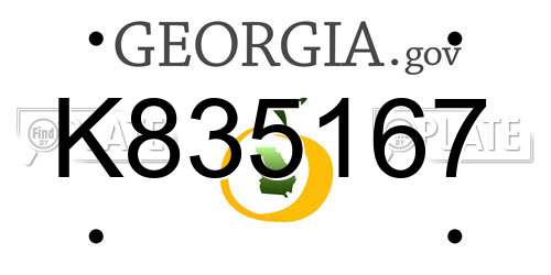 K835167 Georgia License Plate