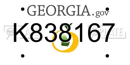 K838167 Georgia License Plate