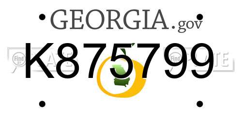 K875799 Georgia License Plate
