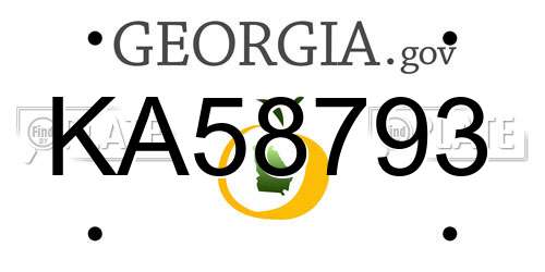 KA58793 Georgia License Plate