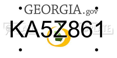 KA5Z861 Georgia License Plate