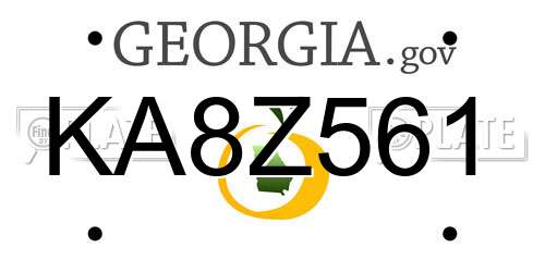 KA8Z561 Georgia License Plate