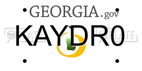 KAYDR0 Georgia License Plate