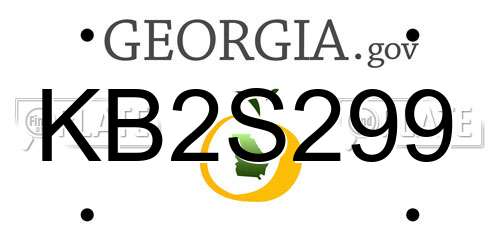 KB2S299 Georgia License Plate