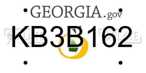 KB3B162 Georgia License Plate
