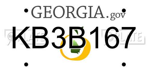 KB3B167 Georgia License Plate