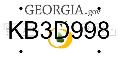 KB3D998 Georgia License Plate
