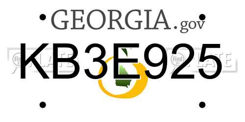 KB3E925 Georgia License Plate