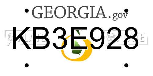 KB3E928 Georgia License Plate