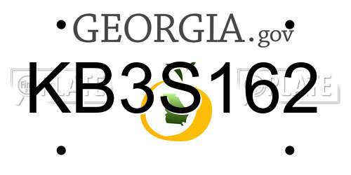 KB3S162 Georgia License Plate