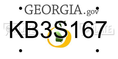 KB3S167 Georgia License Plate